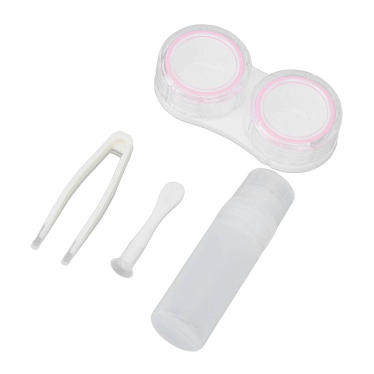 (pink)contact Lens Case Easy Carry Mini Box Container Contact Lens Holder LENS TRAVEL KIT - Image 1